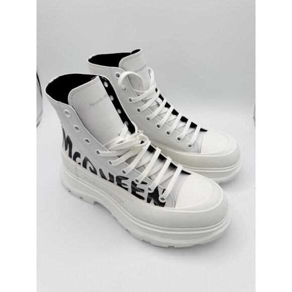 Alexander McQueen Tread Slick Boot Graffiti Optic White 10.5 - Picture 7 of 11